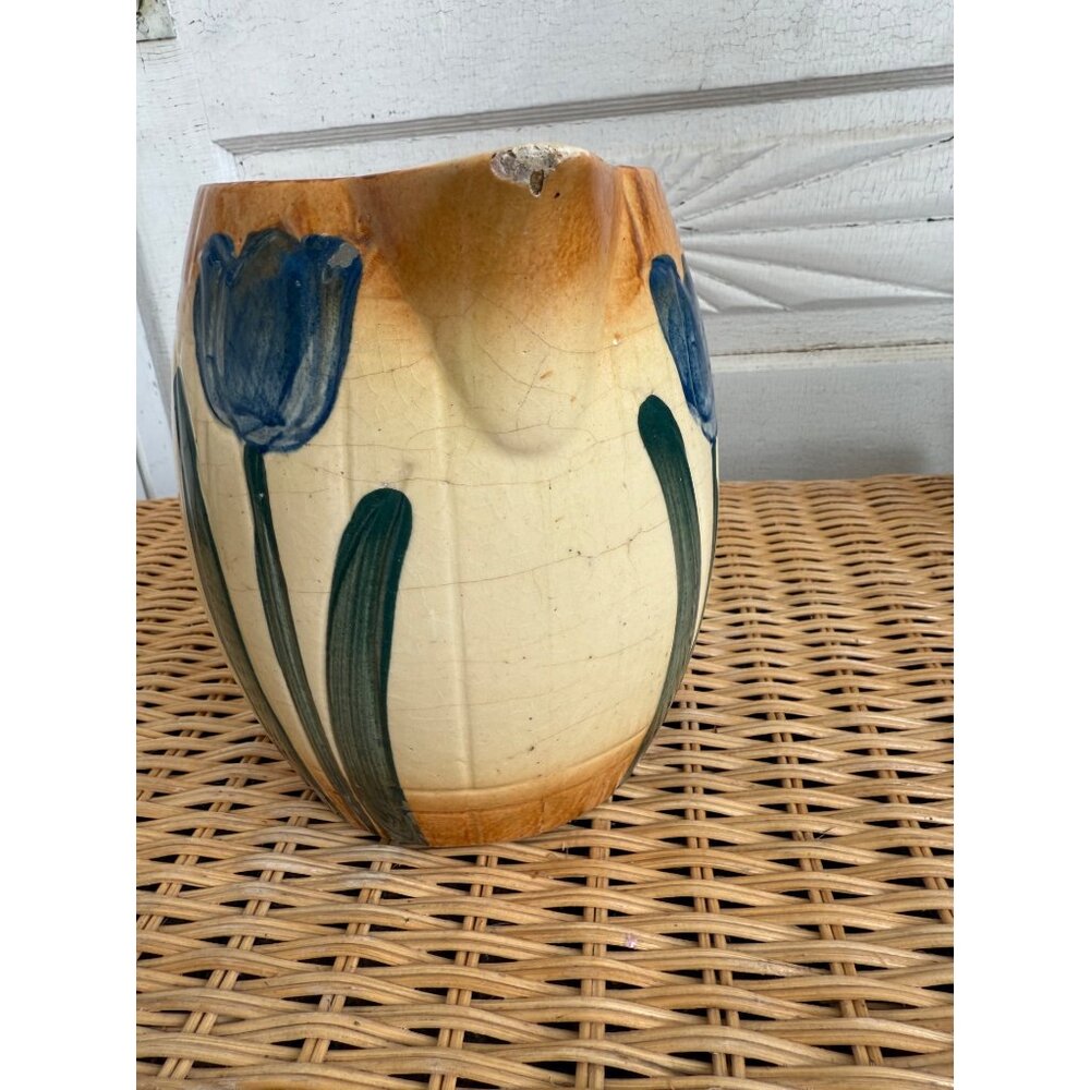 Antique 1910s Roseville Pottery Tulip Milk Pitcher Farmhouse Primitive - Picture 7 of 11